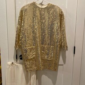 William Pearson Sequin Top with Cream Colored‎ Skirt.